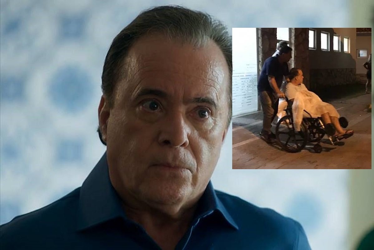 Tony Ramos recebe alta e deixa hospital em cadeira de rodas