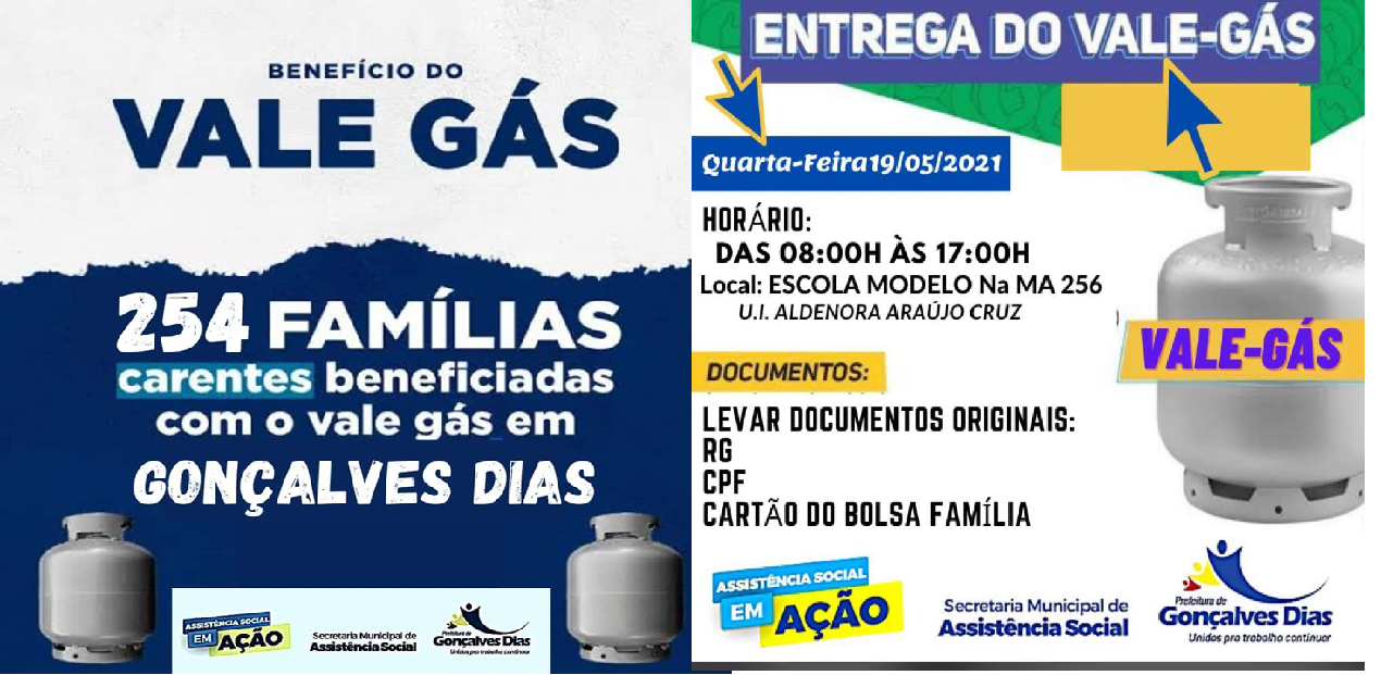 Relação das pessoas que foram selecionadas para receber o vale gás em Gonçalves DIAS