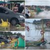 Ventania arrasta barracas na Praia do Meio em São Luis