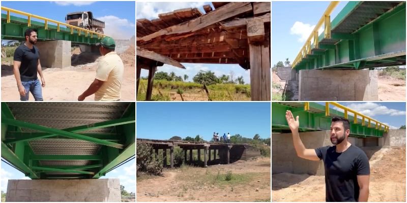 Prefeita Maura e o secretário Waldir Jorge Neto entregam a nova ponte do povoado Santa Tereza em Lago da Pedra