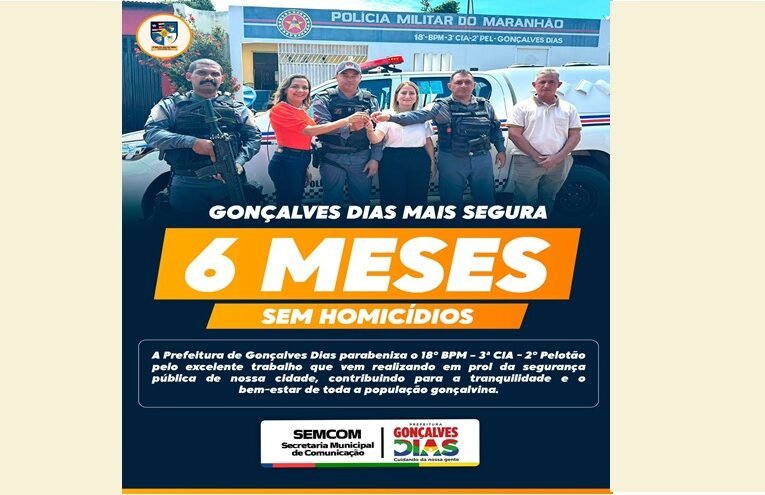 Em Gonçalves Dias, a prefeitura Municipal parabeniza Plícia Millitar pelo exelente trabalho que vem realizando no município